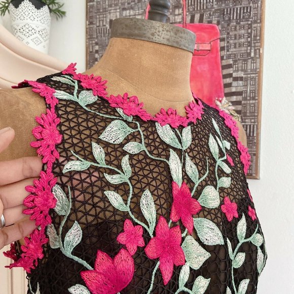 🆕 Marchesa Notte Embroidered Floral Lace Dress - Picture 6 of 10
